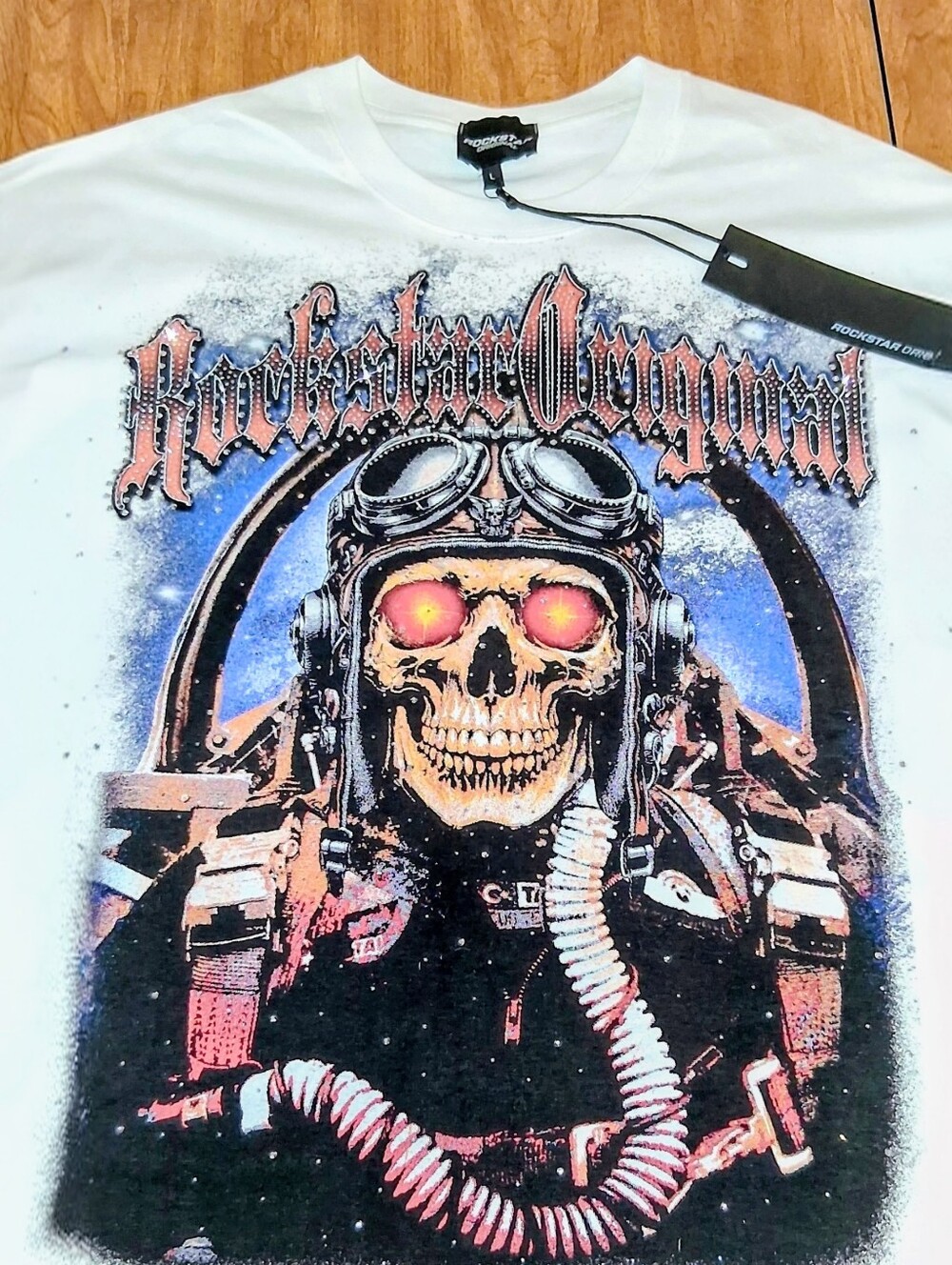 RockStar Original Skull Pilot Tshirt